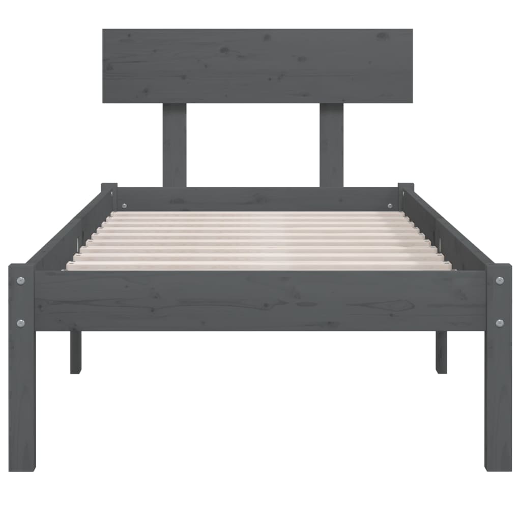 vidaXL Bed Frame | Grey | Solid pine wood | Single | Classic/Traditional