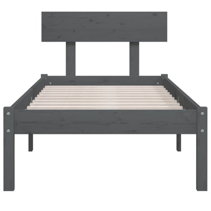 vidaXL Bed Frame | Grey | Solid pine wood | Single | Classic/Traditional