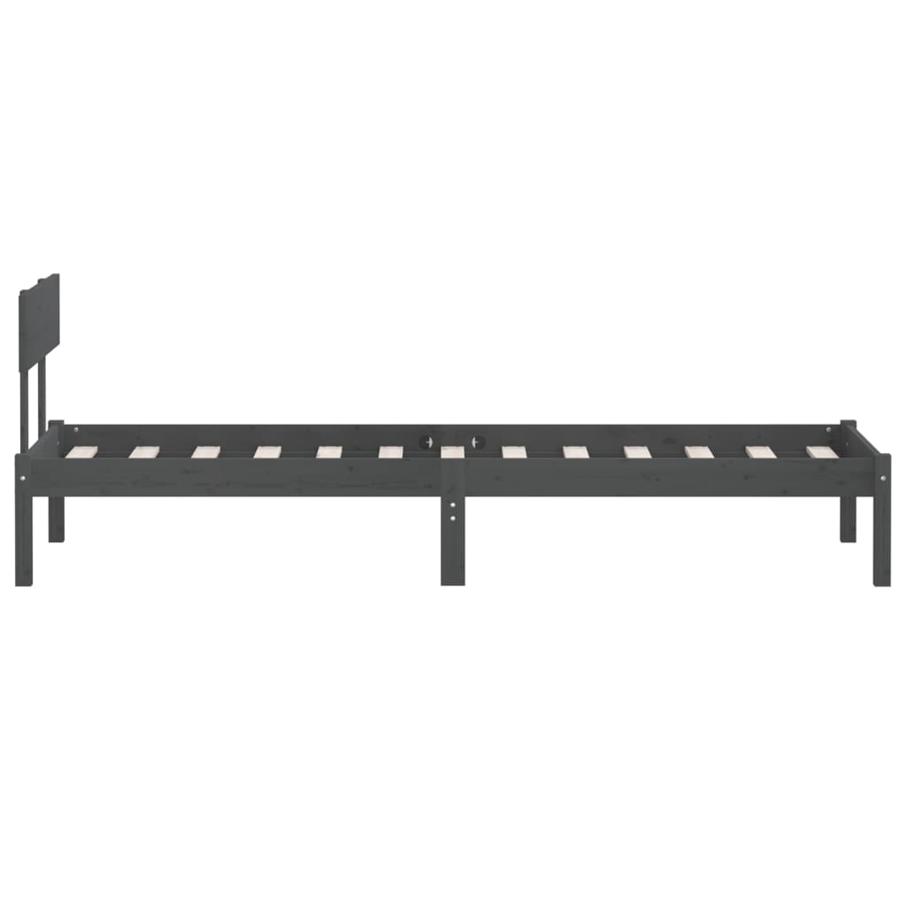 vidaXL Bed Frame | Grey | Solid pine wood | Single | Classic/Traditional