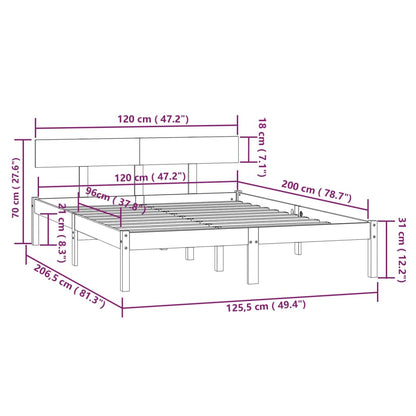 vidaXL Bed Frame without Mattress Solid Wood 120x200 cm