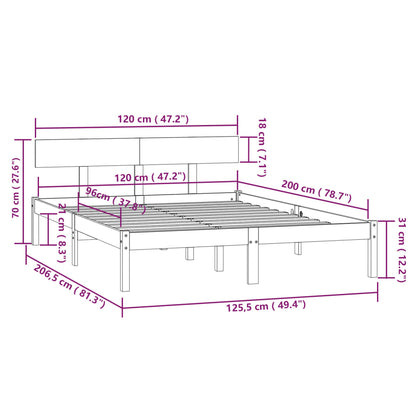 vidaXL Bed Frame | White | Solid Pine Wood | Double | Minimalistic | Bed Frame