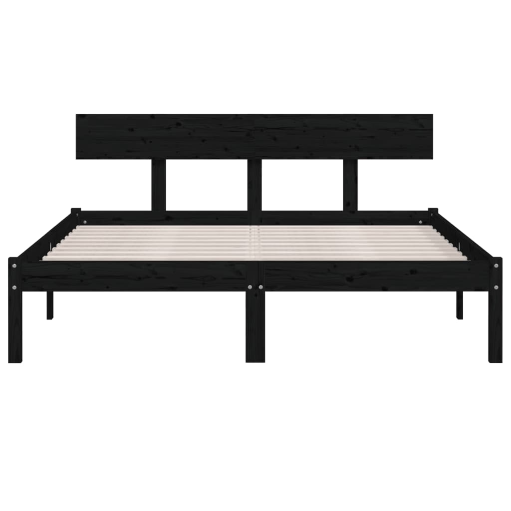 vidaXL Bed Frame without Mattress Black Solid Wood 120x200 cm
