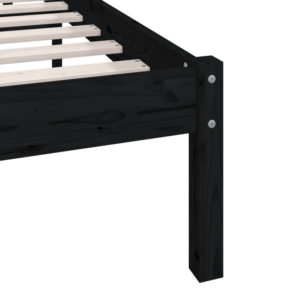 vidaXL Bed Frame without Mattress Black Solid Wood 120x200 cm