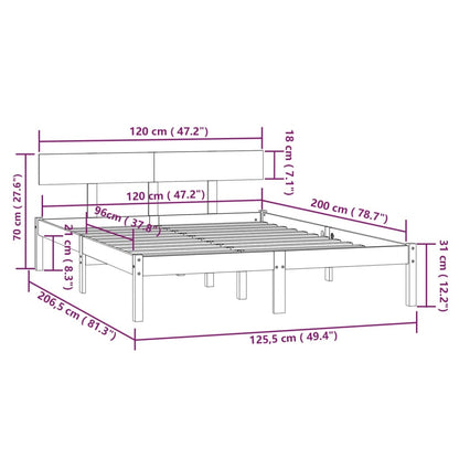 vidaXL Bed Frame without Mattress Black Solid Wood 120x200 cm