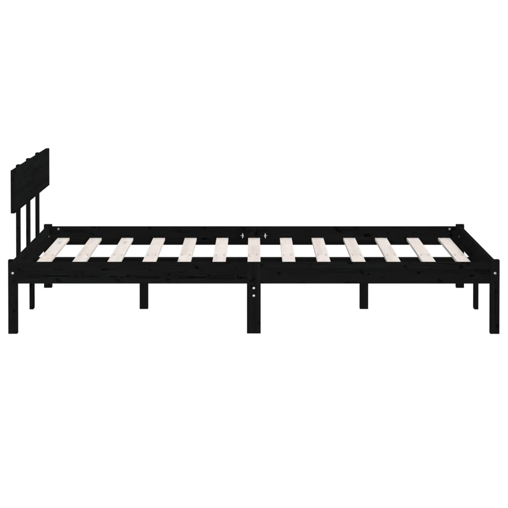 vidaXL Bed Frame | Black | Solid pinewood | Double Bed | Durable | Bed Frame