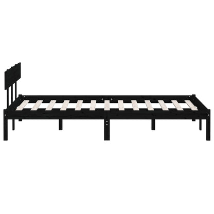 vidaXL Bed Frame | Black | Solid pinewood | Double Bed | Durable | Bed Frame