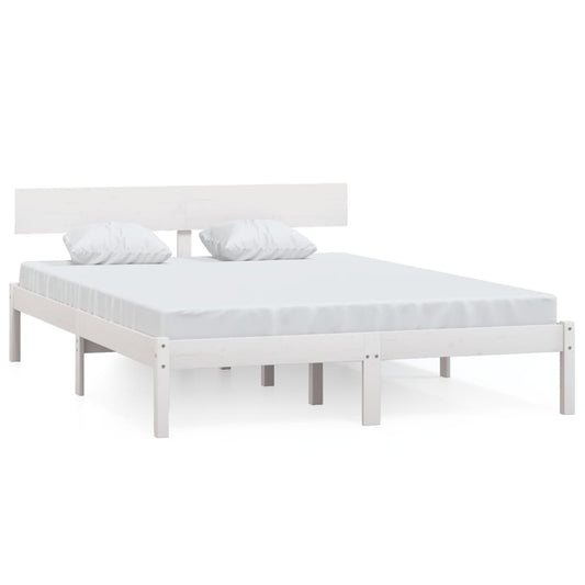 vidaXL Bed Frame | White | Solid Pine Wood | King Size | Classic/Traditional