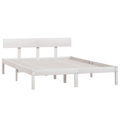 vidaXL Bed Frame | White | Solid Pine Wood | King Size | Classic/Traditional