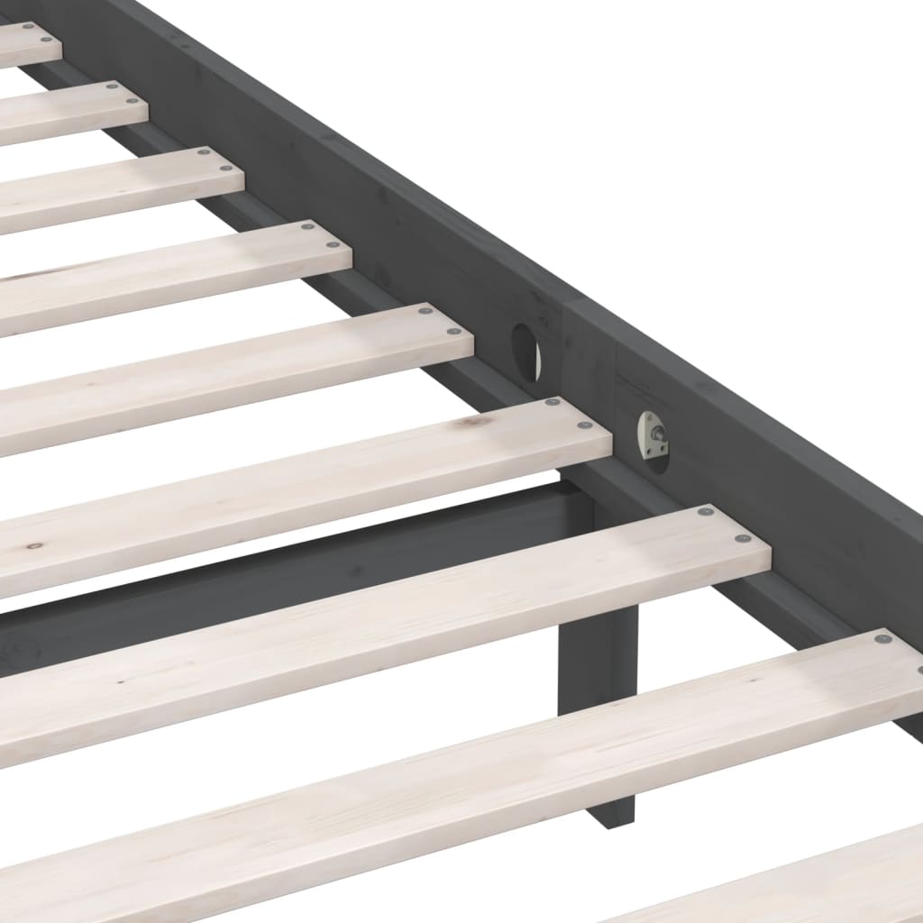 vidaXL Bed Frame without Mattress Grey Solid Wood Pine King Size