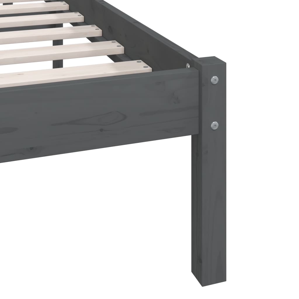 vidaXL Bed Frame without Mattress Grey Solid Wood Pine King Size