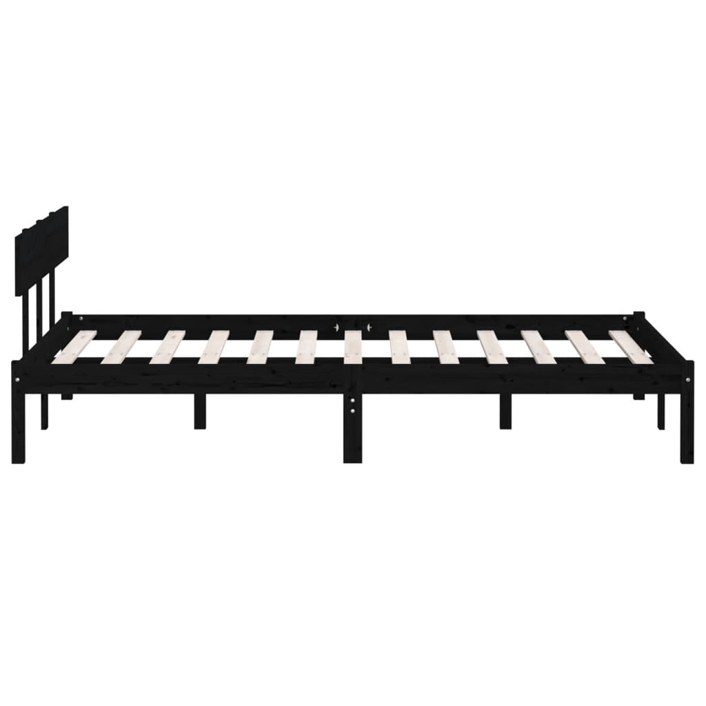 vidaXL Bed Frame | Black | Solid pinewood | King | Durable | Bed Frame