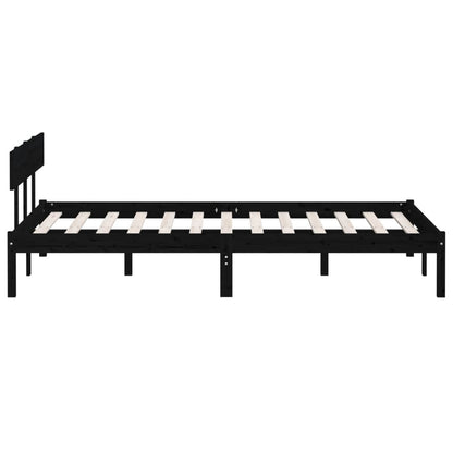 vidaXL Bed Frame | Black | Solid pinewood | King | Durable | Bed Frame