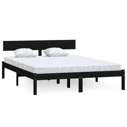 vidaXL Bed Frame without Mattress Black Solid Wood 160x200 cm