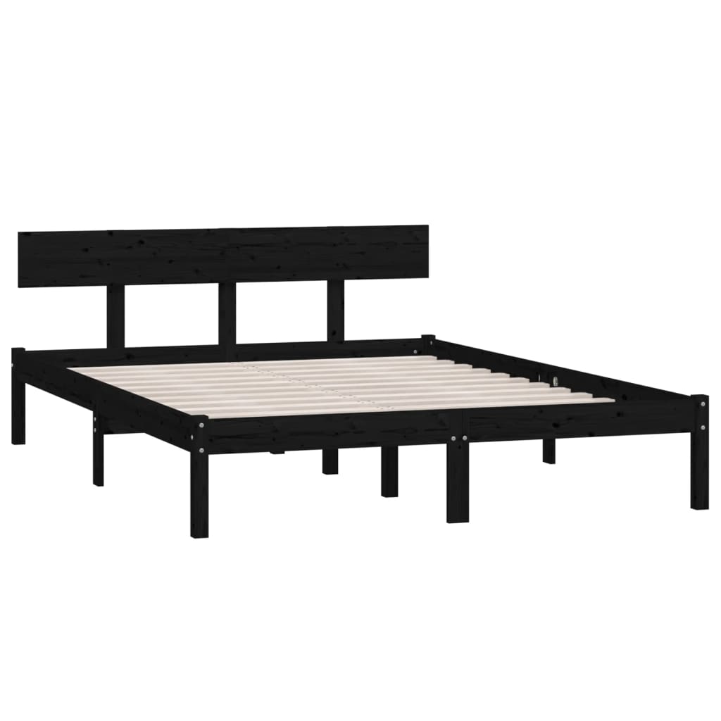 vidaXL Bed Frame without Mattress Black Solid Wood 160x200 cm