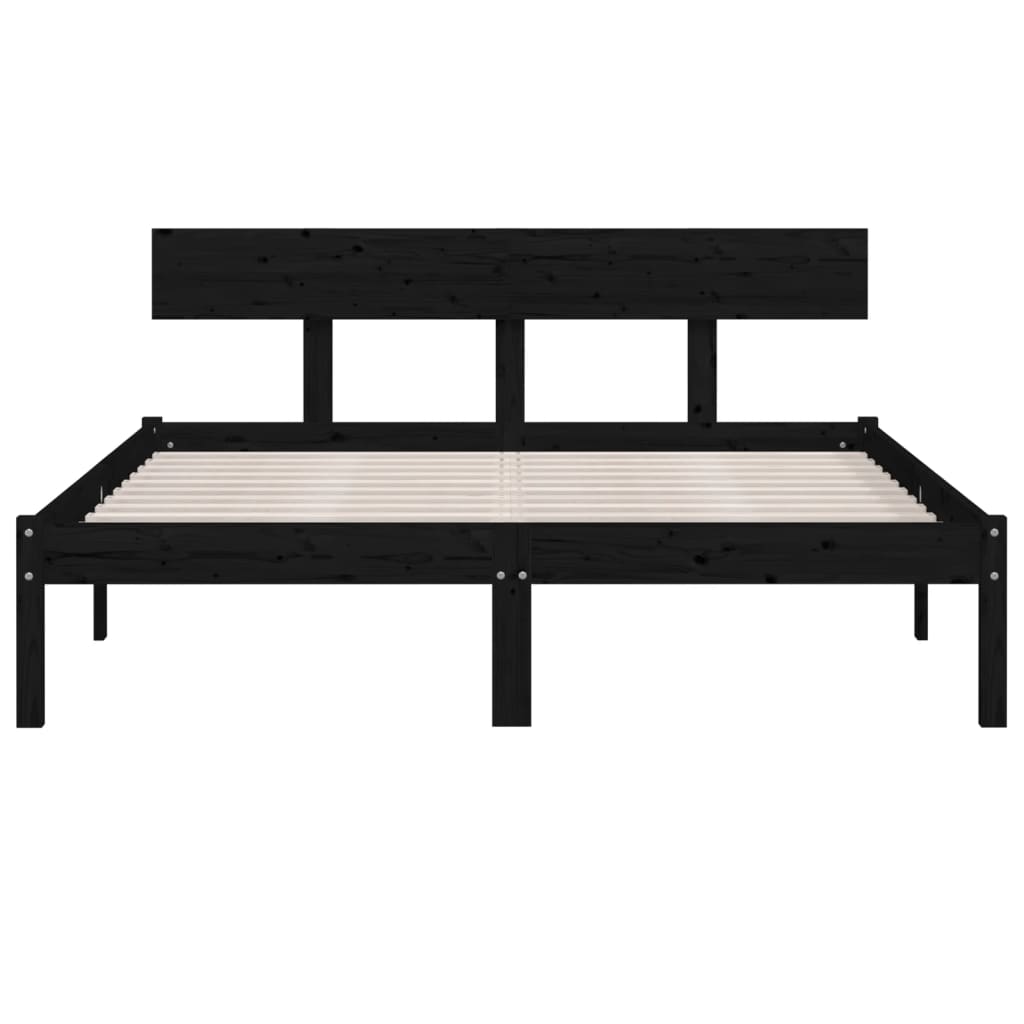 vidaXL Bed Frame without Mattress Black Solid Wood 160x200 cm
