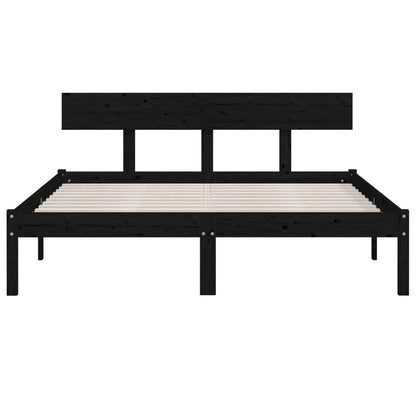 vidaXL Bed Frame without Mattress Black Solid Wood 160x200 cm