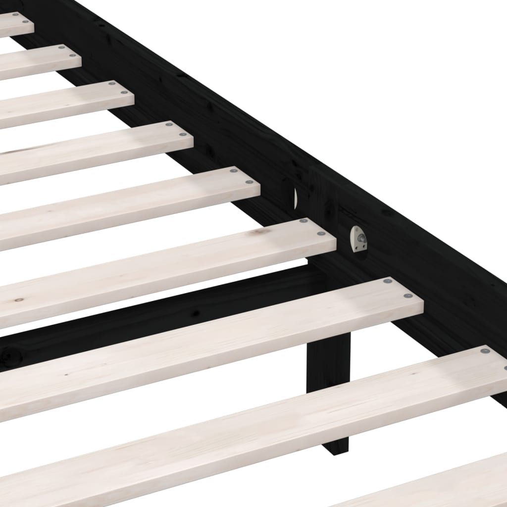 vidaXL Bed Frame without Mattress Black Solid Wood 160x200 cm