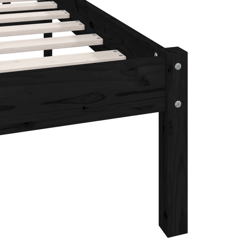 vidaXL Bed Frame without Mattress Black Solid Wood 160x200 cm