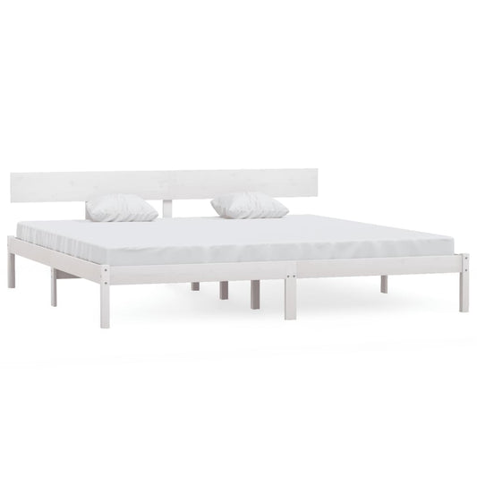 vidaXL Bed Frame | White | Solid pine wood | Super King |  Durable | Bed Frame