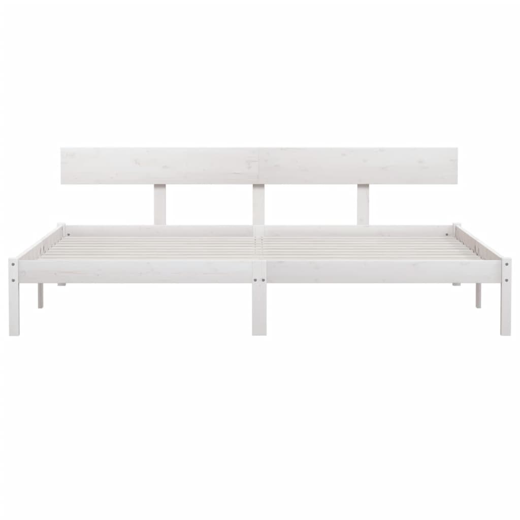 vidaXL Bed Frame without Mattress White Solid Wood Super King