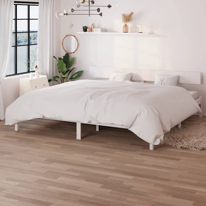 vidaXL Bed Frame without Mattress White Solid Wood Super King