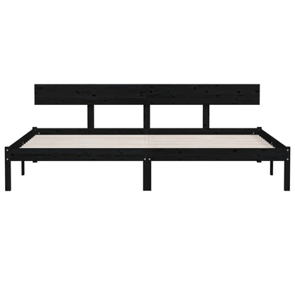 vidaXL Bed Frame without Mattress Black Solid Wood Super King