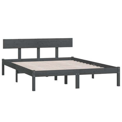 vidaXL Bed Frame | Grey | Solid pinewood | 200 x 200 cm | Durable | Bed Frame