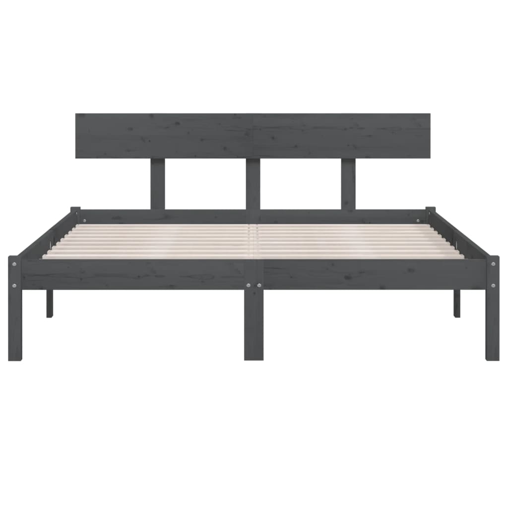 vidaXL Bed Frame | Grey | Solid pinewood | 200 x 200 cm | Durable | Bed Frame