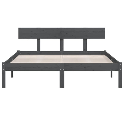 vidaXL Bed Frame | Grey | Solid pinewood | 200 x 200 cm | Durable | Bed Frame