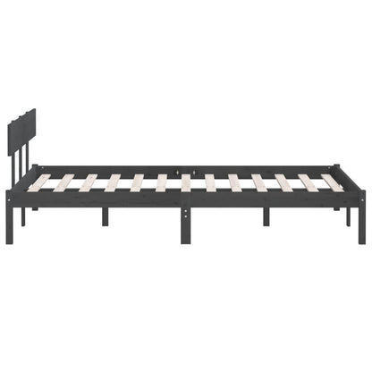 vidaXL Bed Frame | Grey | Solid pinewood | 200 x 200 cm | Durable | Bed Frame