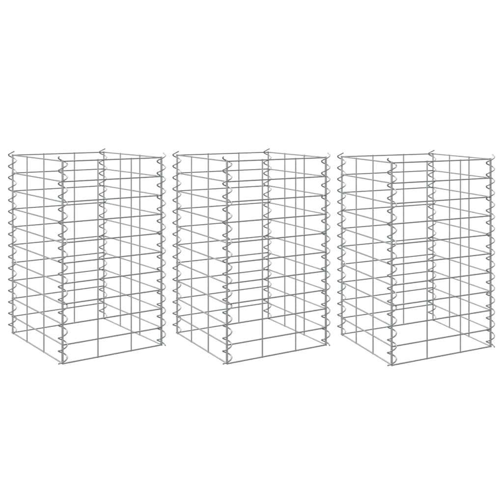vidaXL Gabion Raised Bed | Silver | Iron | 30x30x50 cm | Heavy Weight Endurance
