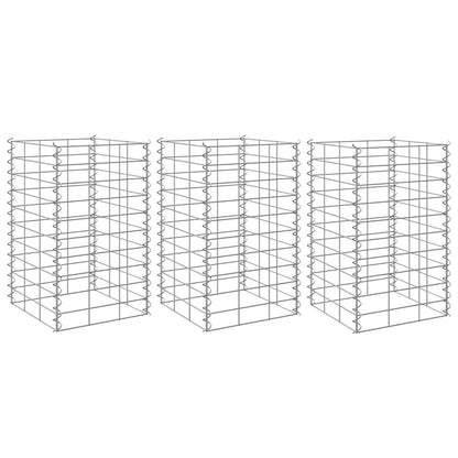 vidaXL Gabion Raised Bed | Silver | Iron | 30x30x50 cm | Heavy Weight Endurance