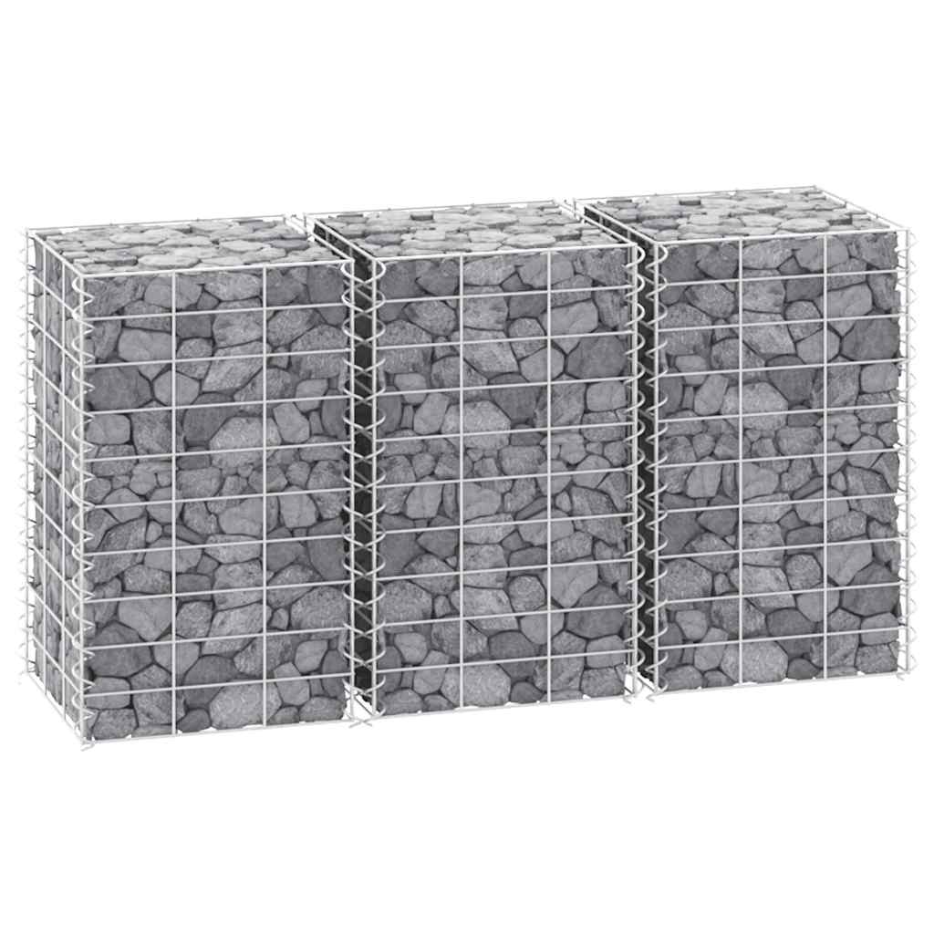 vidaXL Gabion Raised Bed | Silver | Iron | 30x30x50 cm | Heavy Weight Endurance