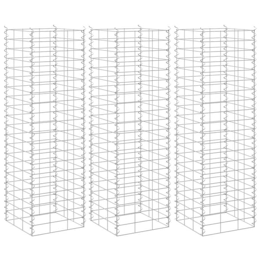 151249 vidaXL Gabion Raised Beds 3 pcs 30x30x100 cm Iron