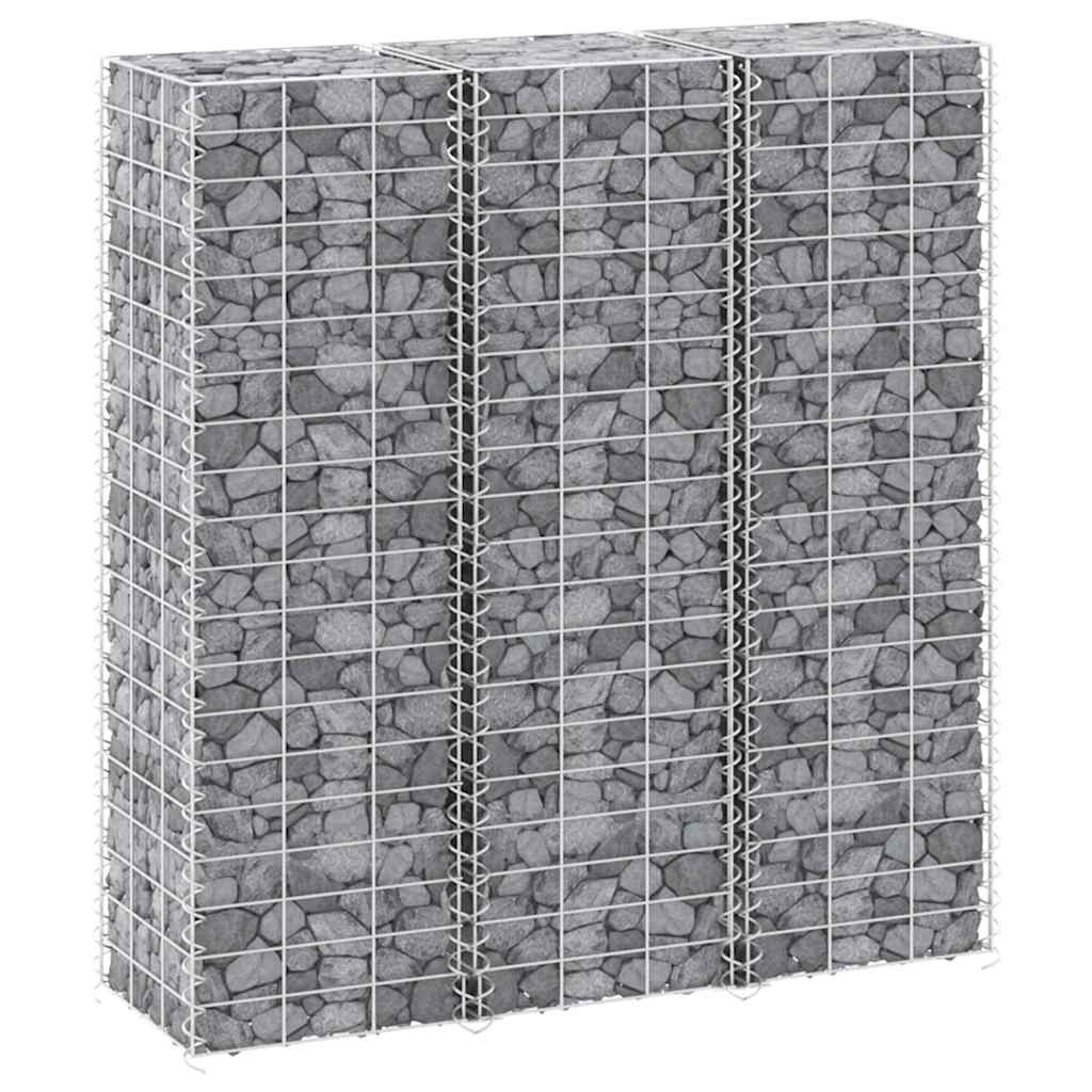 vidaXL Gabion Raised Beds 3 pcs 30x30x100 cm Iron