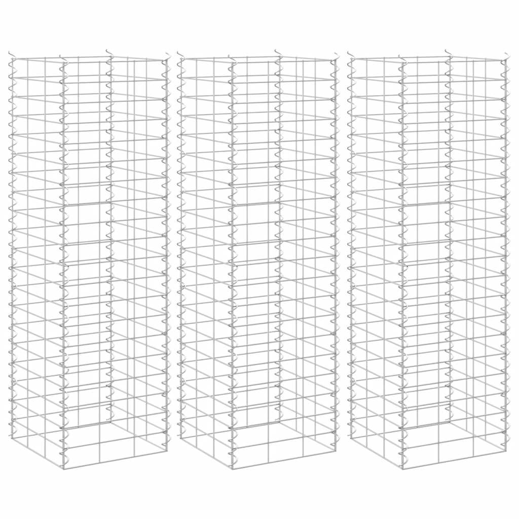 vidaXL Gabion Raised Beds 3 pcs 30x30x100 cm Iron