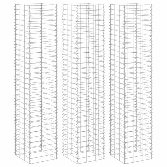 151250 vidaXL Gabion Raised Beds 3 pcs 30x30x150 cm Iron