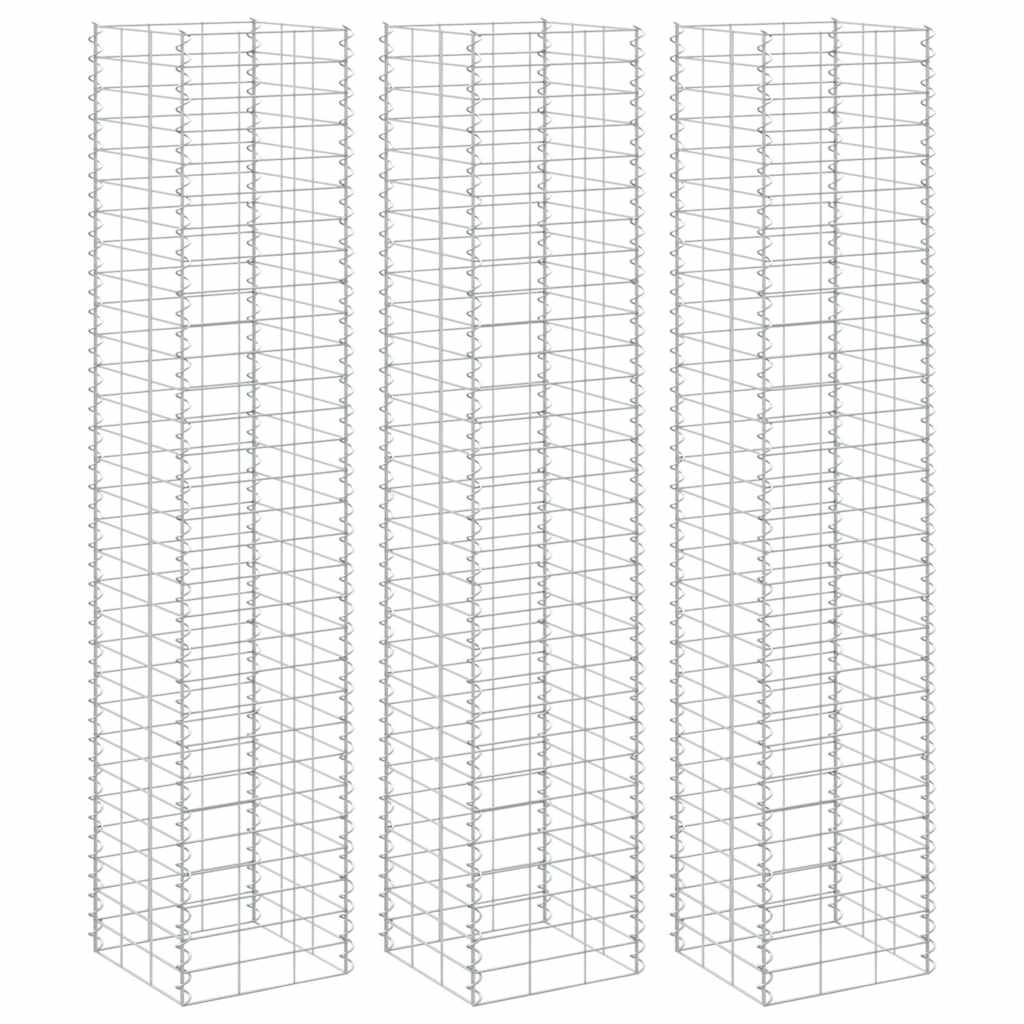151250 vidaXL Gabion Raised Beds 3 pcs 30x30x150 cm Iron