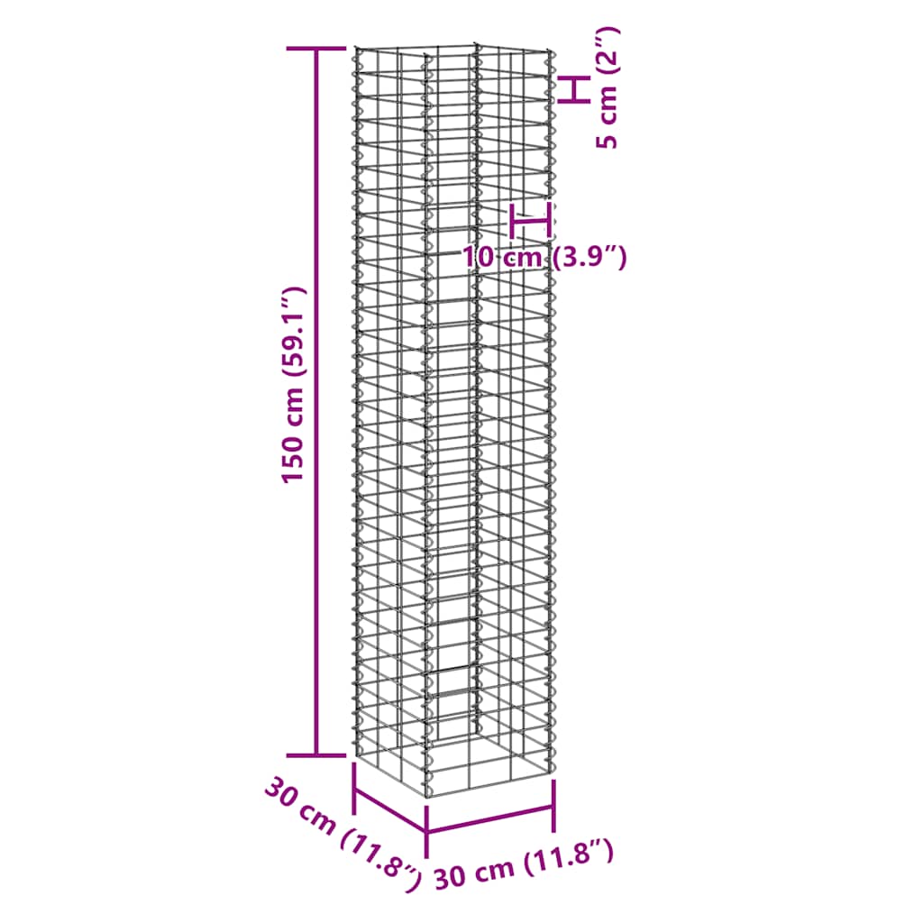 vidaXL Gabion Raised Beds 3 pcs 30x30x150 cm Iron