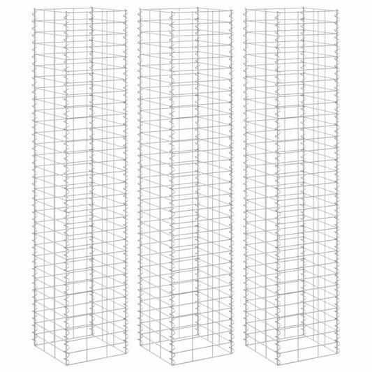 vidaXL Gabion Raised Beds 3 pcs 30x30x150 cm Iron