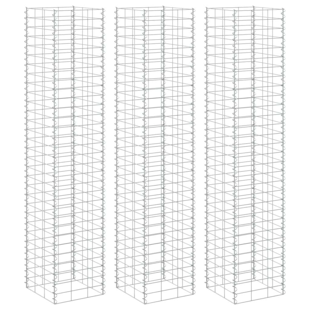 151251 vidaXL Gabion Raised Beds 3 pcs 30x30x200 cm Iron
