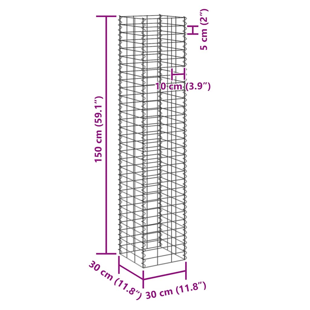 vidaXL Gabion Raised Beds 4 pcs 30x30x50/100/150/200 cm Iron