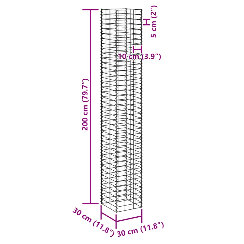 vidaXL Gabion Raised Beds 4 pcs 30x30x50/100/150/200 cm Iron