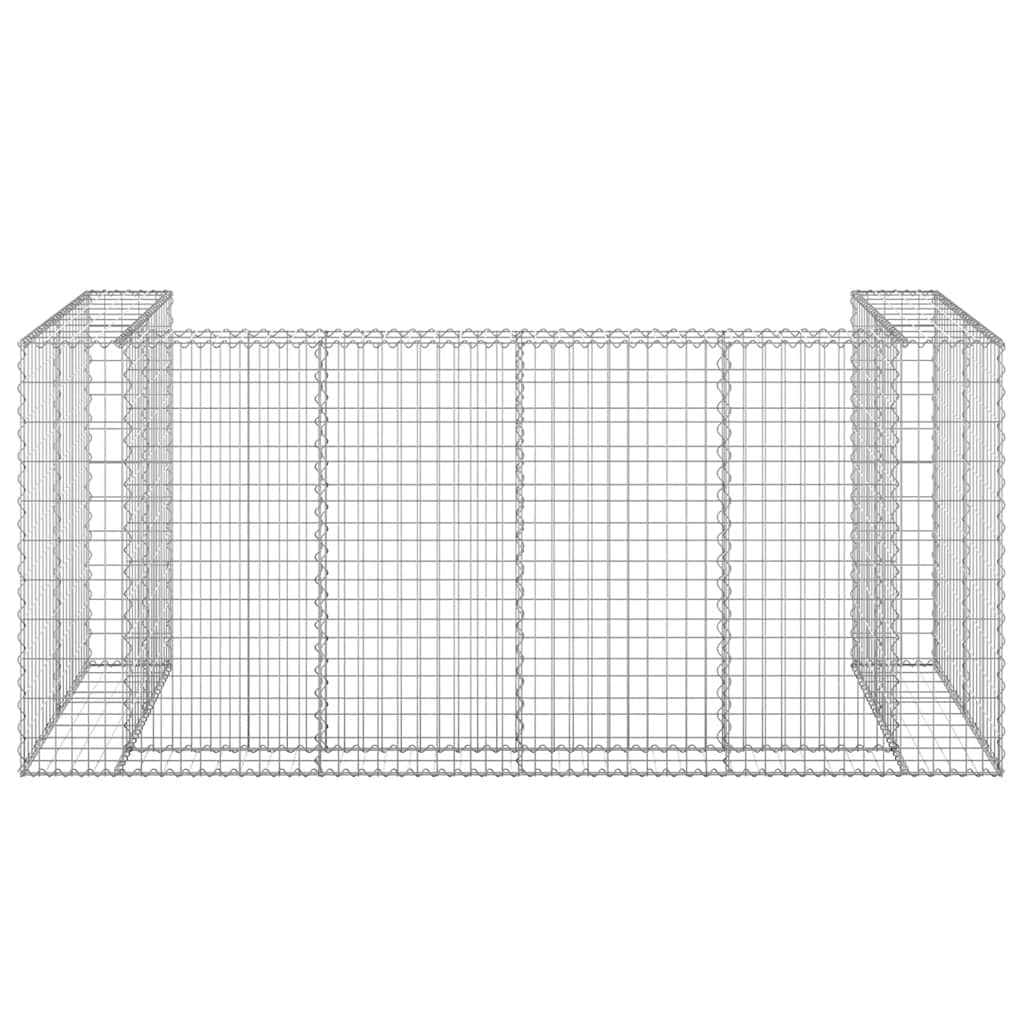 vidaXL Gabion Wall for Garbage Bins Galvanised Steel 254x100x110 cm