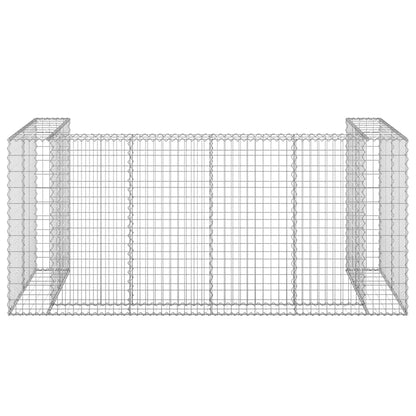 vidaXL Gabion Wall for Garbage Bins Galvanised Steel 254x100x110 cm