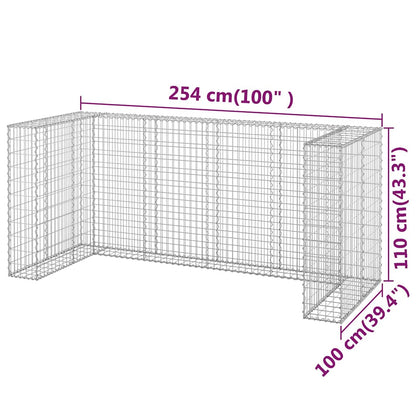 vidaXL Gabion Wall for Garbage Bins Galvanised Steel 254x100x110 cm