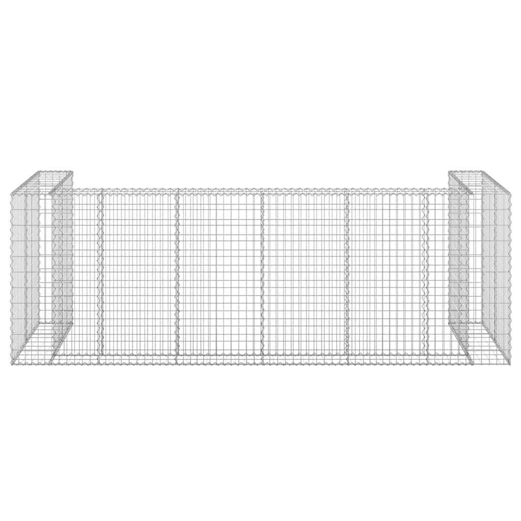 vidaXL Gabion Wall for Garbage Bins Galvanised Steel 325x100x110 cm