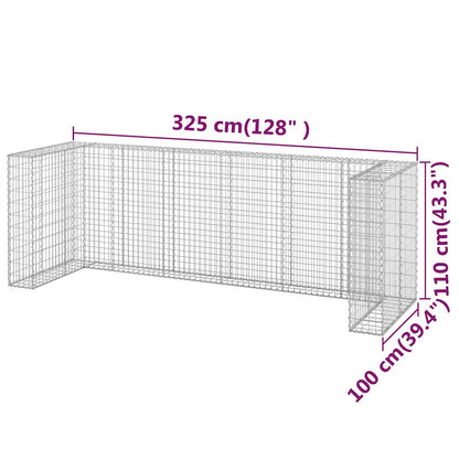 vidaXL Gabion Wall for Garbage Bins Galvanised Steel 325x100x110 cm