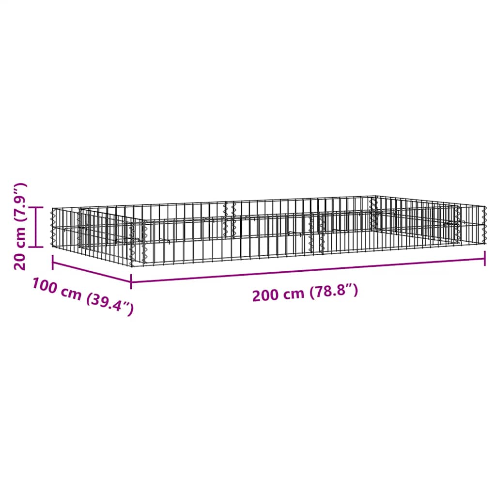 vidaXL Gabion Raised Bed Galvanised Steel 200x100x20 cm