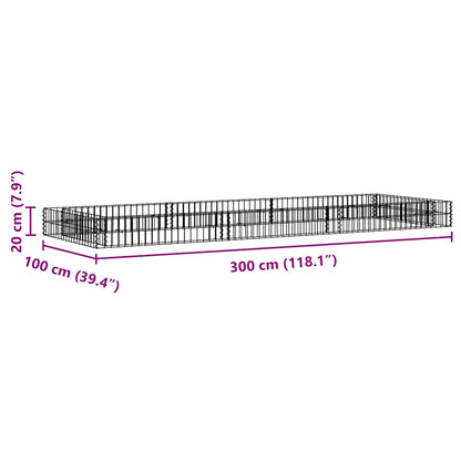 vidaXL Gabion Raised Bed Galvanised Steel 300x100x20 cm